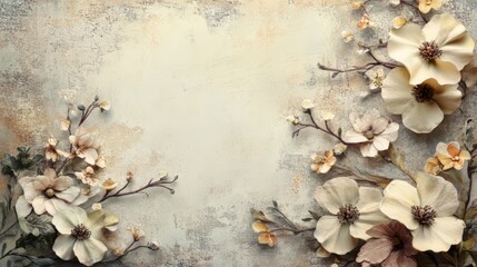 Floral blossom arrangement on textured background