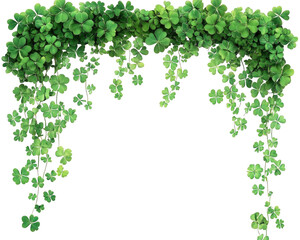 Festive green clover leaves create vibrant decoration for celebrations, perfect for St. Patrick Day or nature themed events