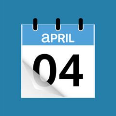 4th April daily calendar icon template. April 4 day calendar design. Single day calendar in vector illustration flat style.