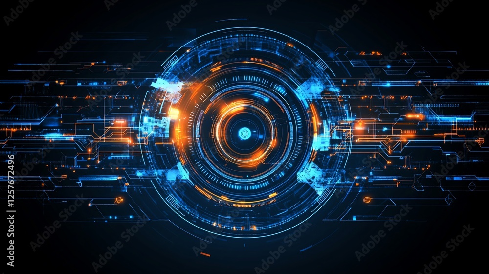 Poster abstract digital technology interface: futuristic hud design