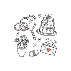 Hearts. Hand-drawn design elements