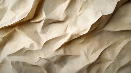 Obraz premium Crumpled beige paper texture background close up