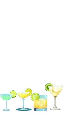 frosty glass of margarit baverage drink animation video border in white background vertical video drink animation