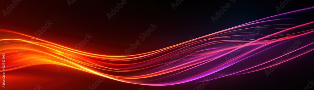 Poster a vibrant abstract wave of colors flows gracefully across a dark background, creating a sense of mov