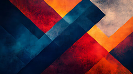 Fototapeta premium Abstract Geometric Design with Red Orange Blue and Gray Tones