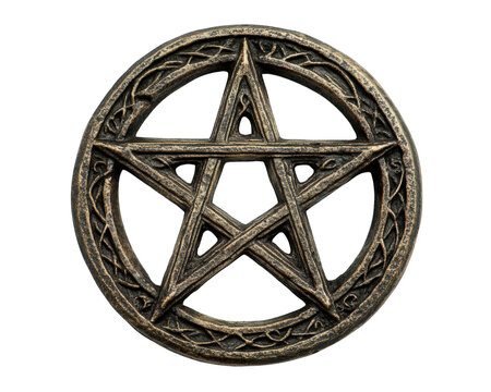 mystical pentacle symbol with intricate designs, representing sacred geometry and spirituality. This emblem is often associated with various esoteric practices and beliefs