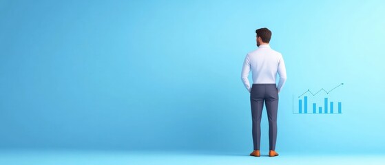 Obraz premium businessman looking at financial graph.