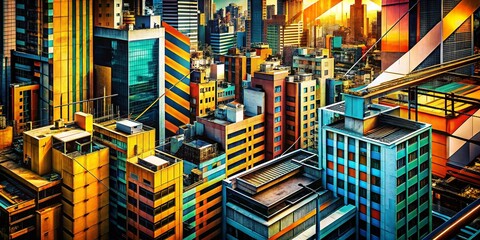 Obraz premium Abstract Cityscape Graphic Background: Lines, Textures, Urban Design