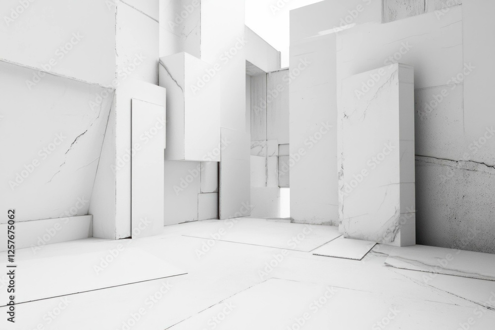 Poster abstract white minimalistic space with geometric shapes and textures, perfect for creative backgroun