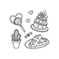 Hearts. Hand-drawn design elements