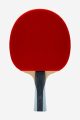 Professional Table Tennis Paddle with Red Rubber Surface in Vertical Position