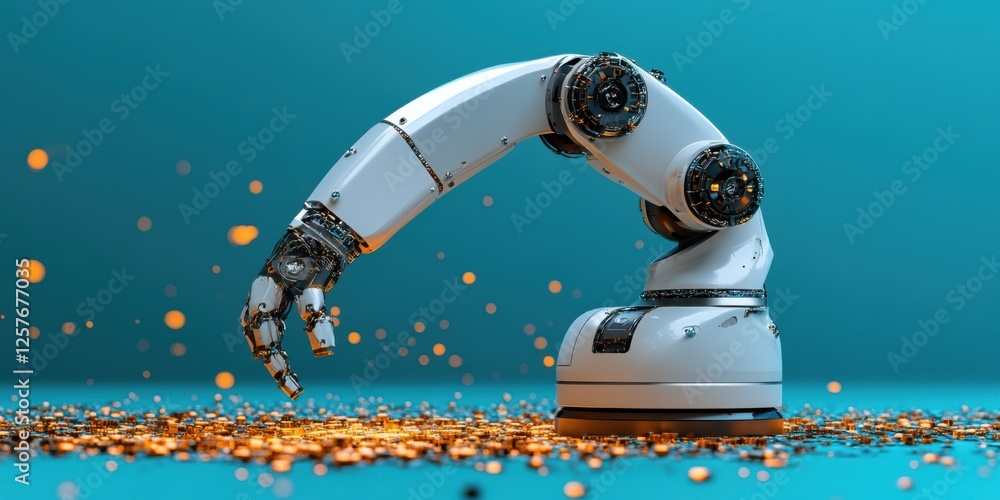 Poster digital twin technology model for factory simulation representing advanced virtual manufacturing str