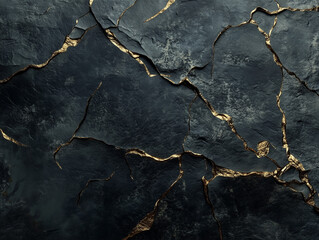 Obraz premium Dark surface with golden cracks.