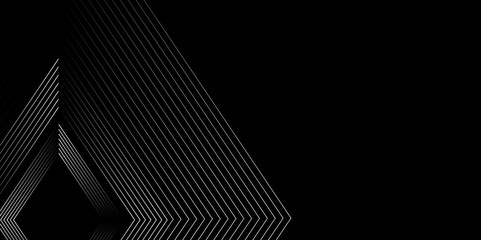 3D silver lines techno abstract background overlap layer on dark space with rectangle effect decoration. Abstract background with concentric rectangle in luxury golden color. Vector illustration.