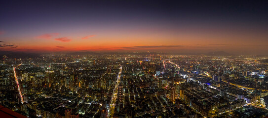Abend, Skyline, Stadtpanorama von Taipeh, Taiwan