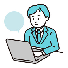 パソコンで仕事をする若い会社員