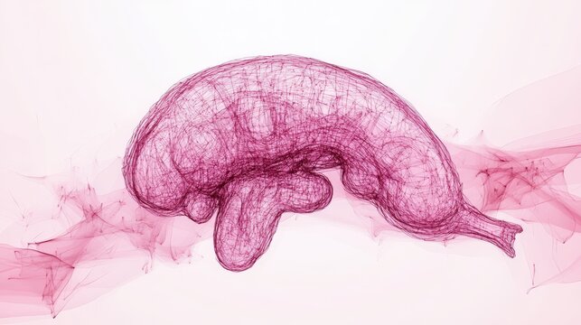 Simplified illustration of a human pancreas with minimalist design and soft color accents