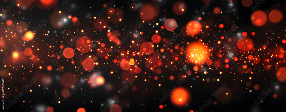 Poster abstract background of red and orange glowing lights and sparkles