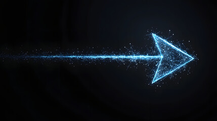 One strong right-pointing arrow drawn with blue light.
