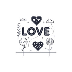 Hearts. Hand-drawn design elements