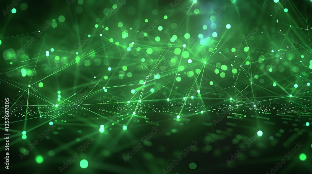 Poster glowing green circuit board. technology background. 3d rendering.