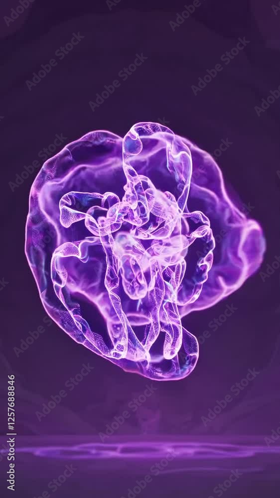 Leinwandbilder glowing molecular structures merging and shifting, with soft energy pulses and misty trails creating