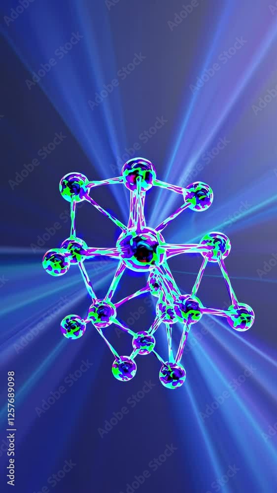 Leinwandbilder glowing molecular structures merging and shifting, with soft energy pulses and misty trails creating a futuristic