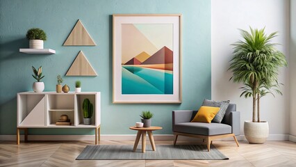 Abstract Geometric Wanderlust Wall Art: Minimalist Shapes & Travel Inspired Design