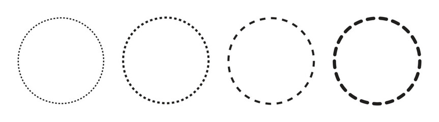 Fototapeta premium dotted line circle vector icon. circular shape dashed border icon. simple circular frame. dotted geometric round figures. vector illustration on transparent background