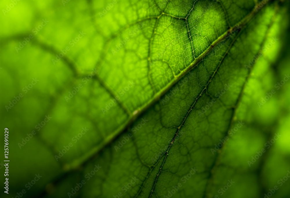 Poster intricate veins and cellular structure of a vibrant green leaf macro image