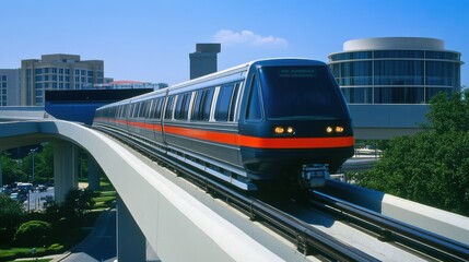 Naklejka premium A maglev train levitating above its tracks, moving