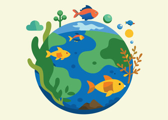 Vibrant Coral Reef: A Thriving Underwater Paradise for Earth Day sea fish blue  