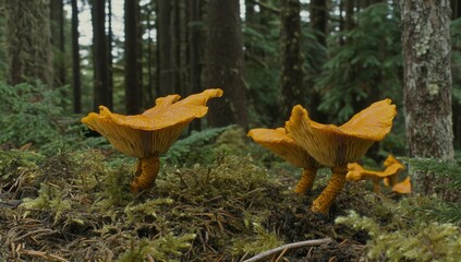 Im Wald entstehen Pfifferlinge, w&auml;hrend Eierschwammerl sich vom Boden erheben