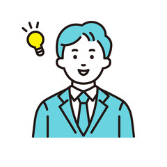 ひらめく若い会社員　ベクター