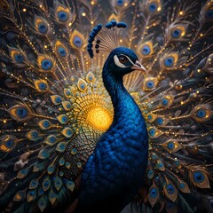 Majestic Peacock With Vibrant Tail Feathers