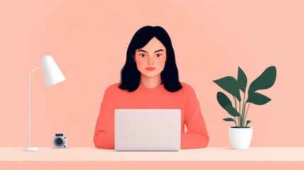 woman working at her desk