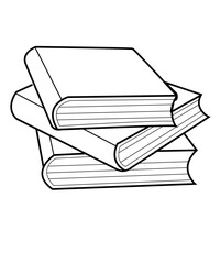 Black and White Stack of Books Illustration – Outline Drawing for Coloring