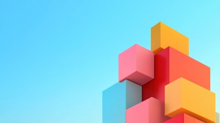 Fototapeta premium colorful cubes stacked against a blue sky