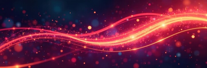 Obraz premium Abstract glowing streaks, dynamic tech backdrop, illustration, dark, flow