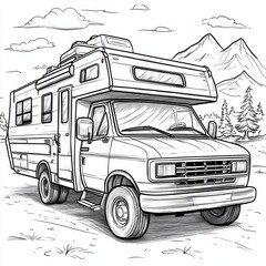 pencil drawing caravan
