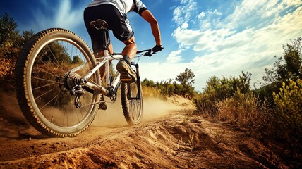 Naklejka premium Mountain Bike Adventure A Thrilling Ride Through Trails