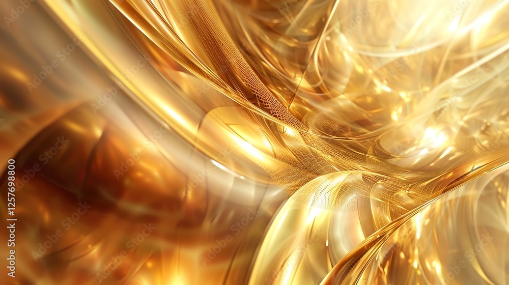 Poster golden abstract background with smooth gradient and flowing shapes.