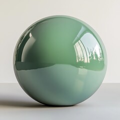 A green ball with a glossy surface is set against a white background. It is a flawless, bright green sphere