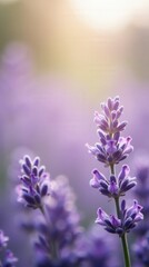 Lavender Blooms Illuminated by Sunlight in a Serene Outdoor Setting During Late Afternoon