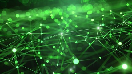 Obraz premium Glowing green network. Futuristic technology concept. 3D rendering.