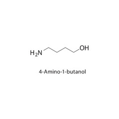 4-Amino-1-butanol skeletal structure.Amino alcohol compound schematic illustration. Simple diagram, chemical structure.