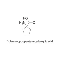 1-Aminocyclopentanecarboxylic acid skeletal structure.Amino acid compound schematic illustration. Simple diagram, chemical structure.
