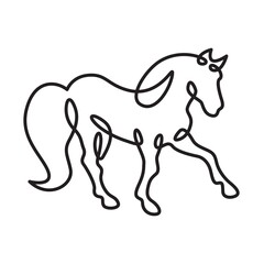 Obraz premium Continuous one line drawing horse.Beautiful silhouette of a horse.Line isolated minimal logo.Line art.Not AI.