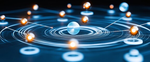 A 3D render展示了概念数据可视化的过程，包括信息的收集、处理和分析