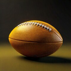 Yellow american football ball on the dark background